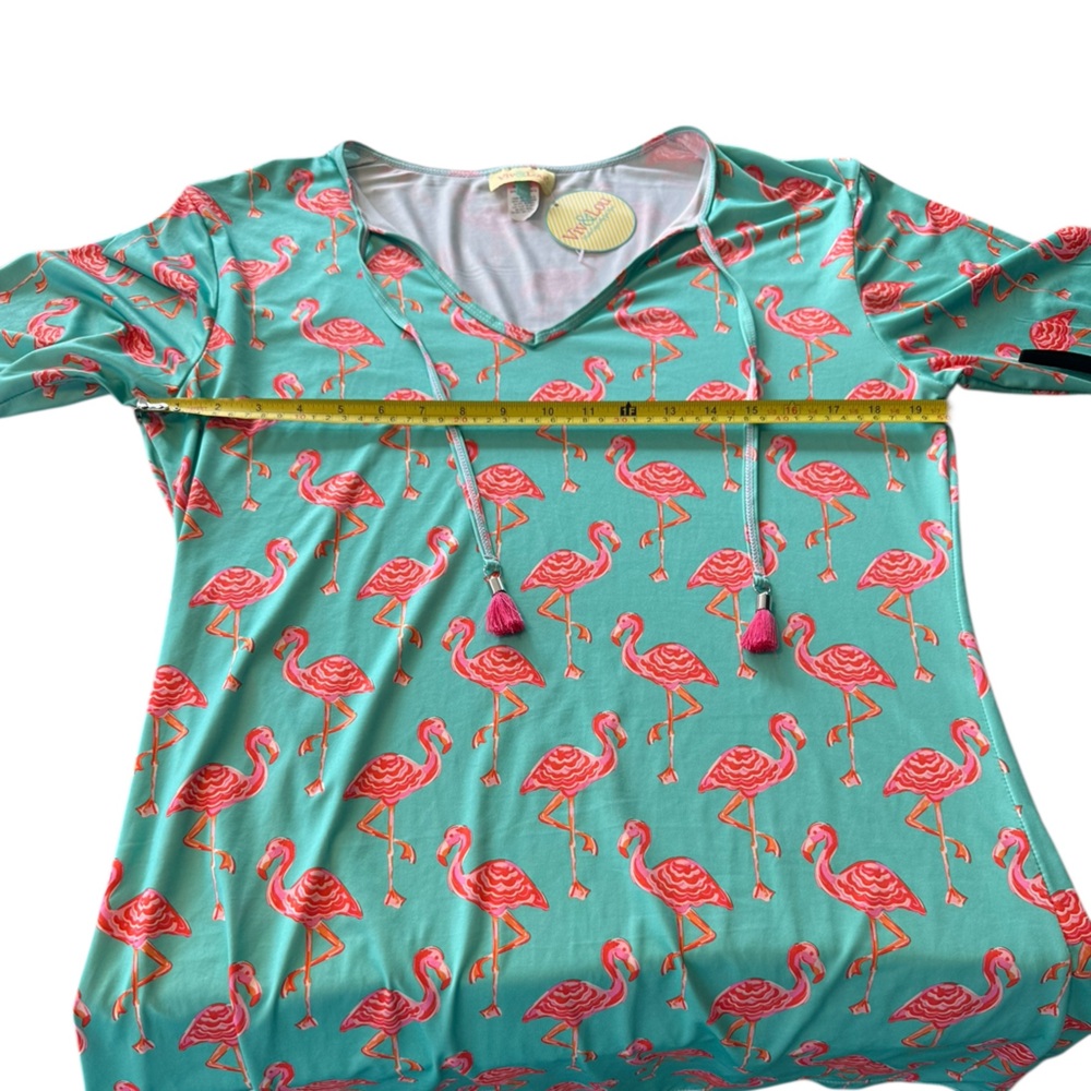 Viv & Lou Flamingo Swim Cover Up Tunic Dress NWT Tropical S/M Cruise Summer New - Picture 8 of 10